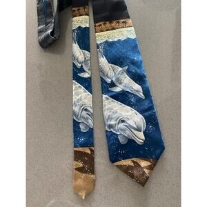 Endangered Species Dolphin Elegance Silk Necktie by Marc Dennis